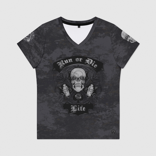 Run or Die™ Life Womens V-Neck T-Shirt