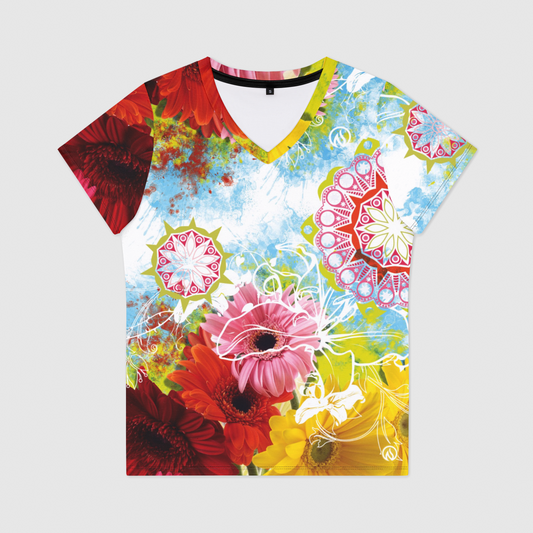 Wildflower Womens V-Neck T-Shirt
