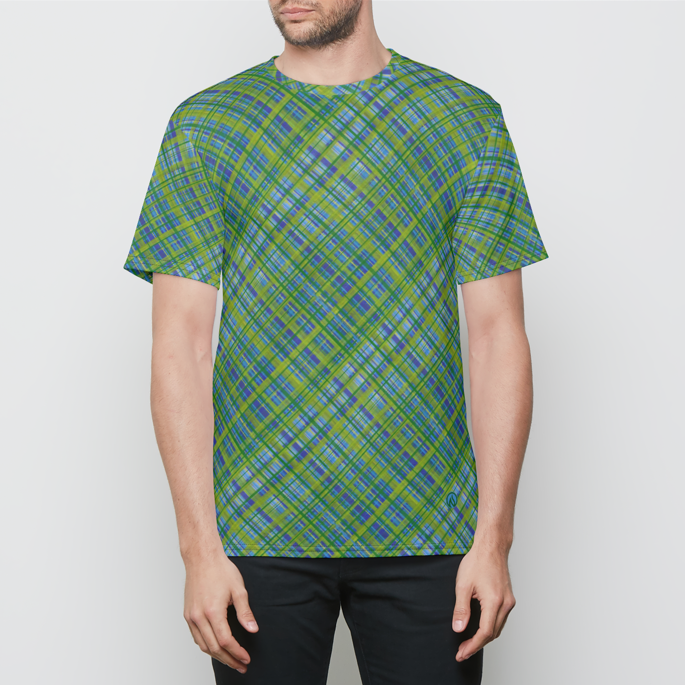 Spring Plaid Mens Crewneck T-Shirt