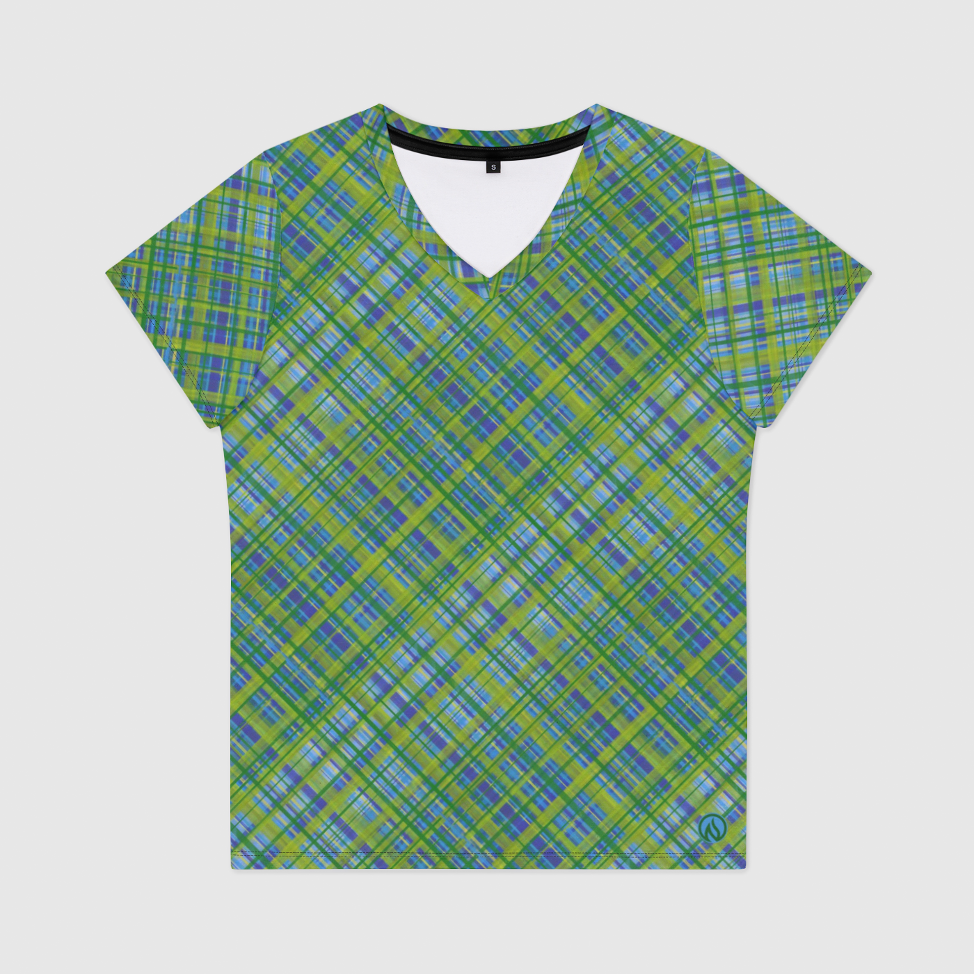 Spring Plaid Womens V-Neck T-Shirt