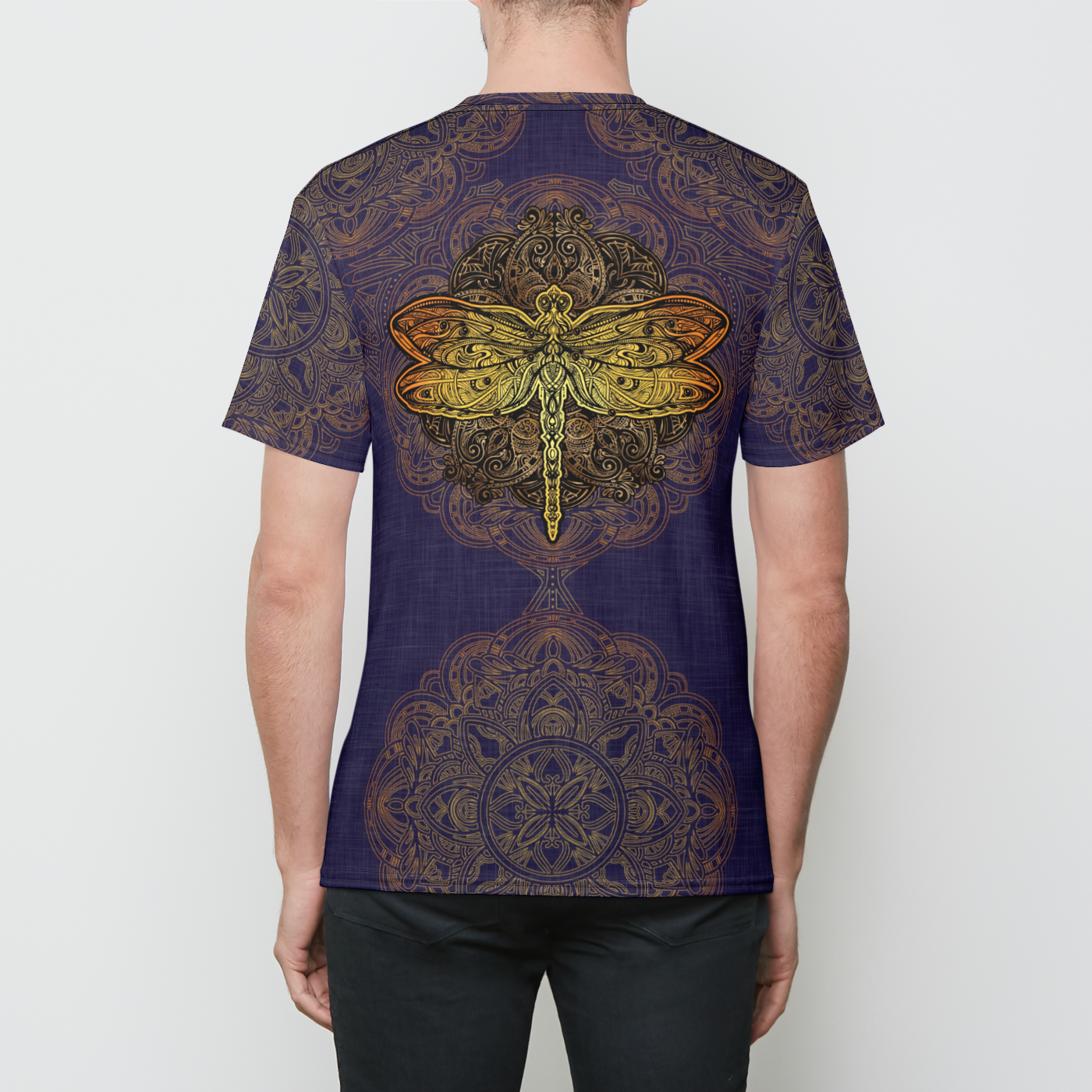 Dragonfly Mandala Mens Crewneck T-Shirt