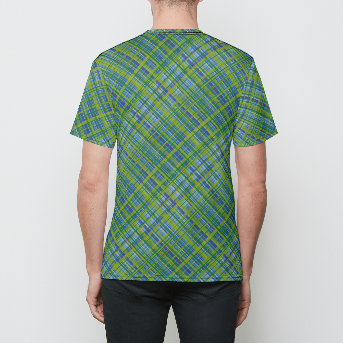 Spring Plaid Mens Crewneck T-Shirt