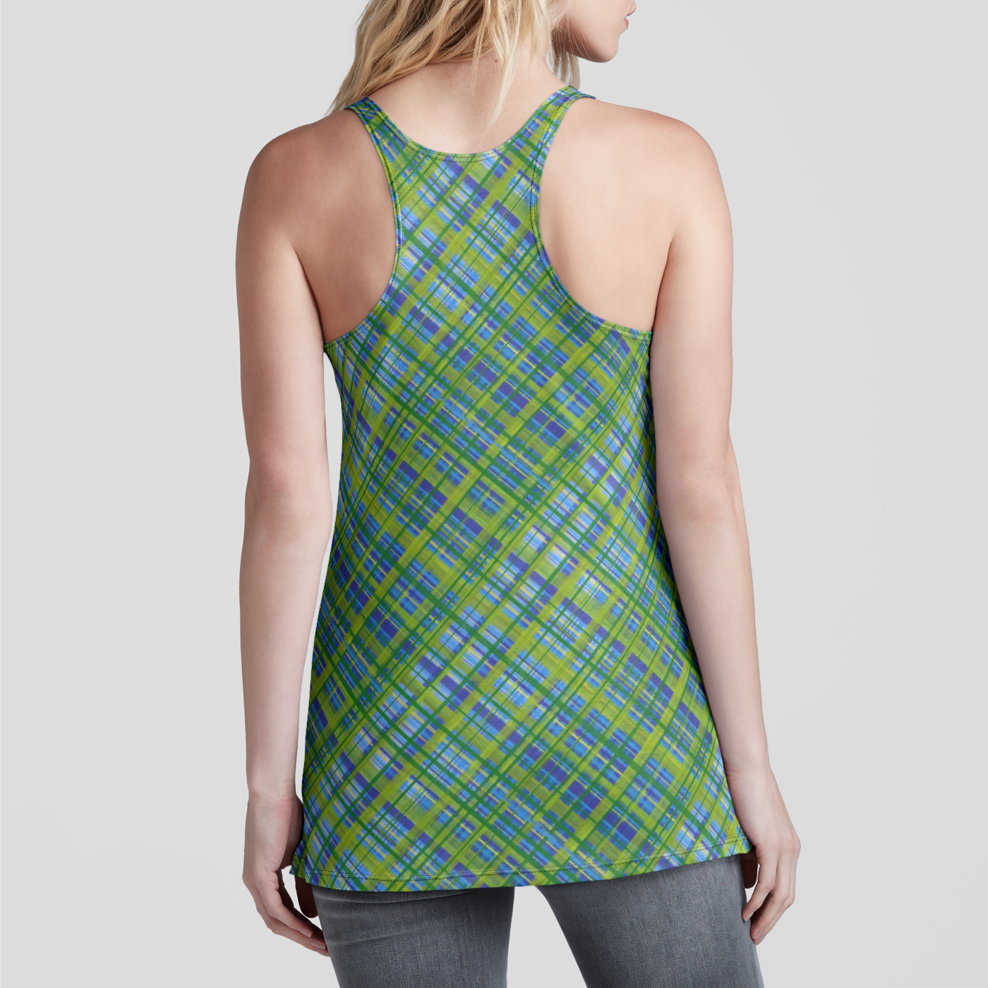 Spring Plaid Racerback Tank Top