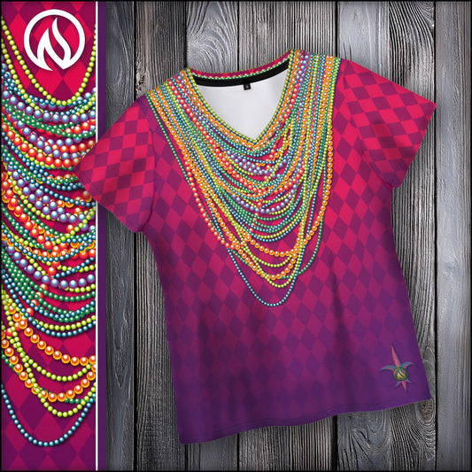 Mardi Gras Womens V-Neck T-Shirt