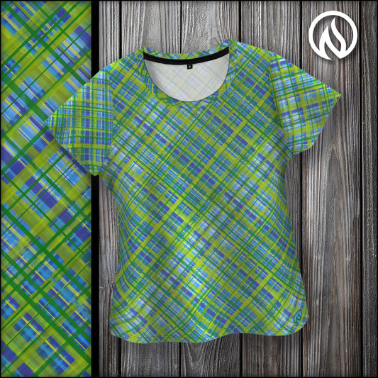 Spring Plaid Womens Scoop Neck T-Shirt